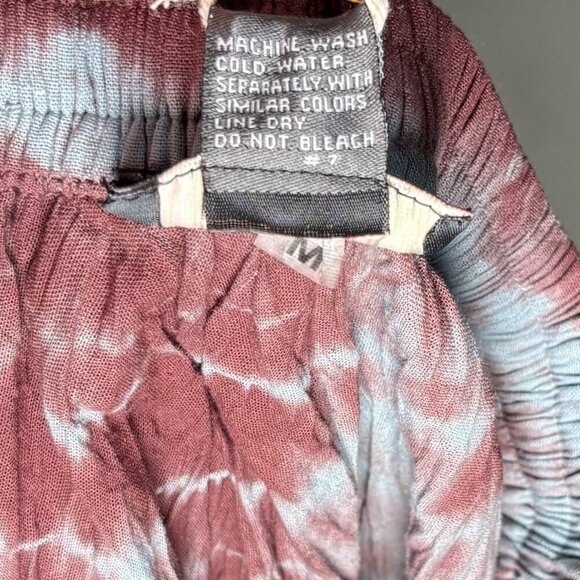 J Gee Bohemian Tie-Dye Crinkled Midi Skirt M Hippie Gypsy Airy Flowy Elastic - Picture 5 of 12